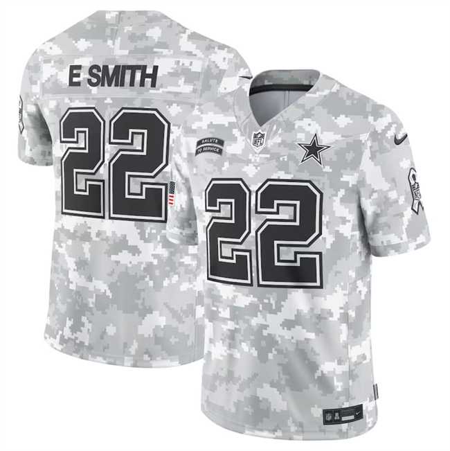 Men%27s Dallas Cowboys #22 Emmitt Smith 2024 Arctic Camo Salute To Service Limited Stitched Jersey Dyin->dallas cowboys->NFL Jersey